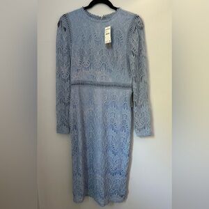 Love By Design Long Sleeve Lace Dress in Light Blue